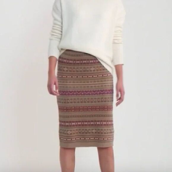 Lauren Ralph Lauren Fair Isle Linen-Blend Skirt Size L - Picture 2 of 9